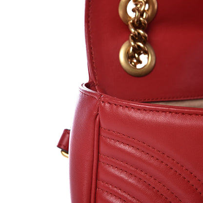 Gucci Calfskin Matelasse Mini GG Marmont Shoulder Bag Hibiscus Red 9 of 12
