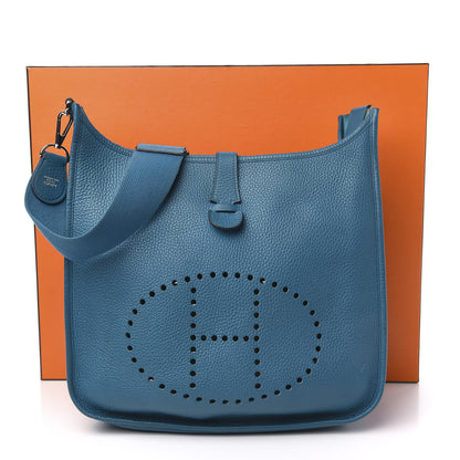 Hermes Taurillon Clemence Evelyne III GM Bleu Izmir 13 of 13
