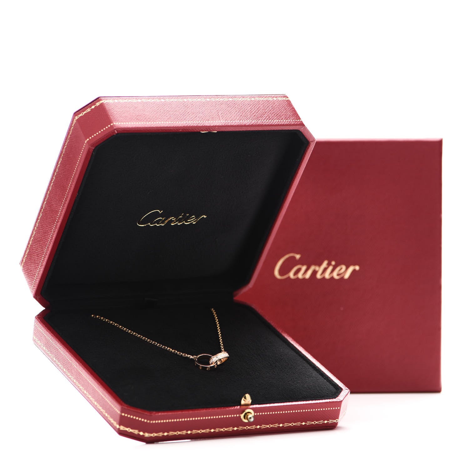 Cartier 18K Pink Gold Diamond Interlocking LOVE Necklace 6 of 6