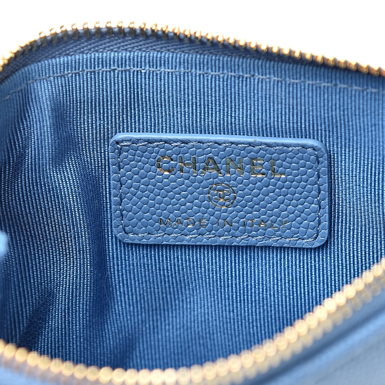 Chanel Caviar Quilted Small Cosmetic Case Blue 6 of 8