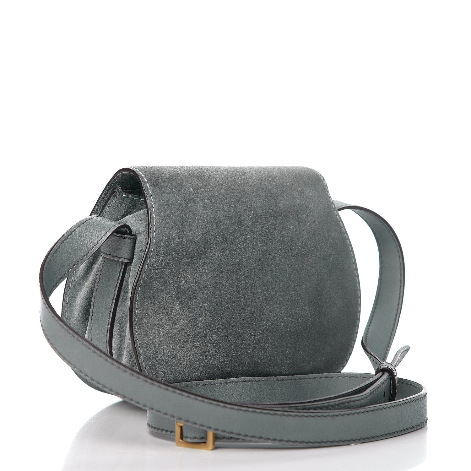 Chloe Suede Calfskin Braided Mini Marcie Round Crossbody Bag Cloudy Blue 2 of 8