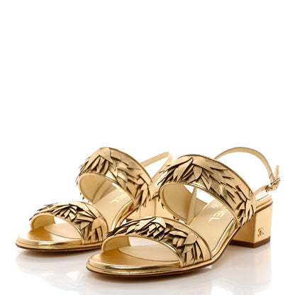 Chanel Metallic Lambskin Sandals 37 Gold 3 of 8