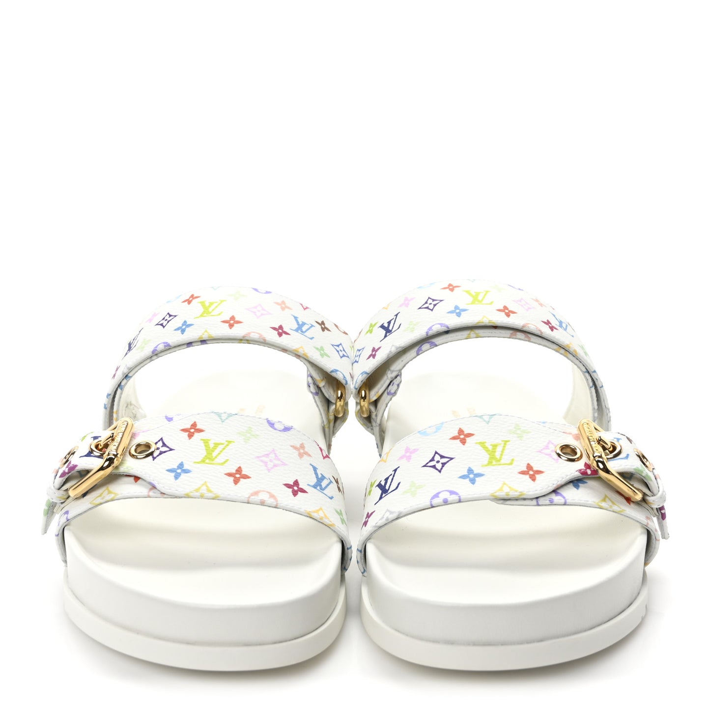 LV X TM Monogram Multicolor Bom Dia Comfort Mule Sandals 39.5 White