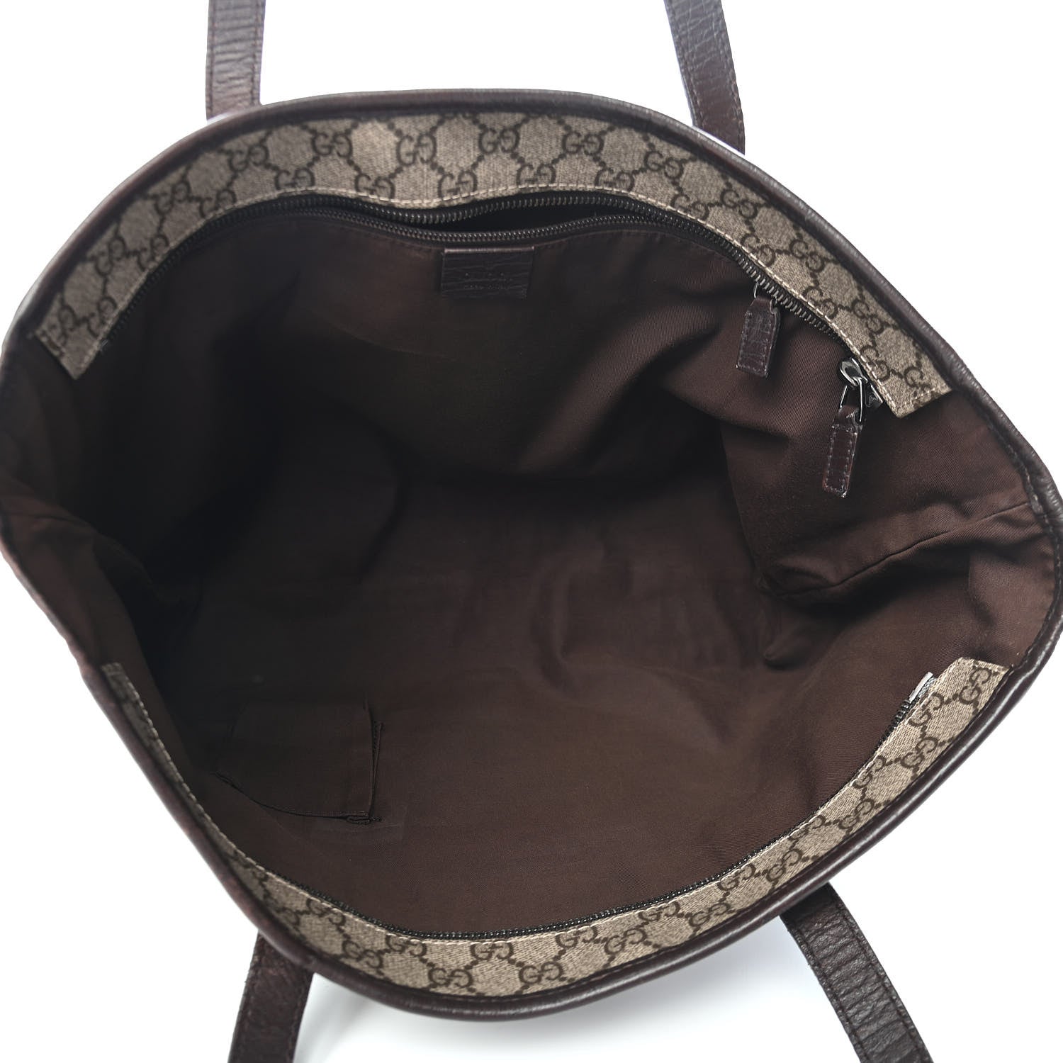 Gucci GG Supreme Monogram Medium Zippered Shopping Tote Dark Brown 5 of 11