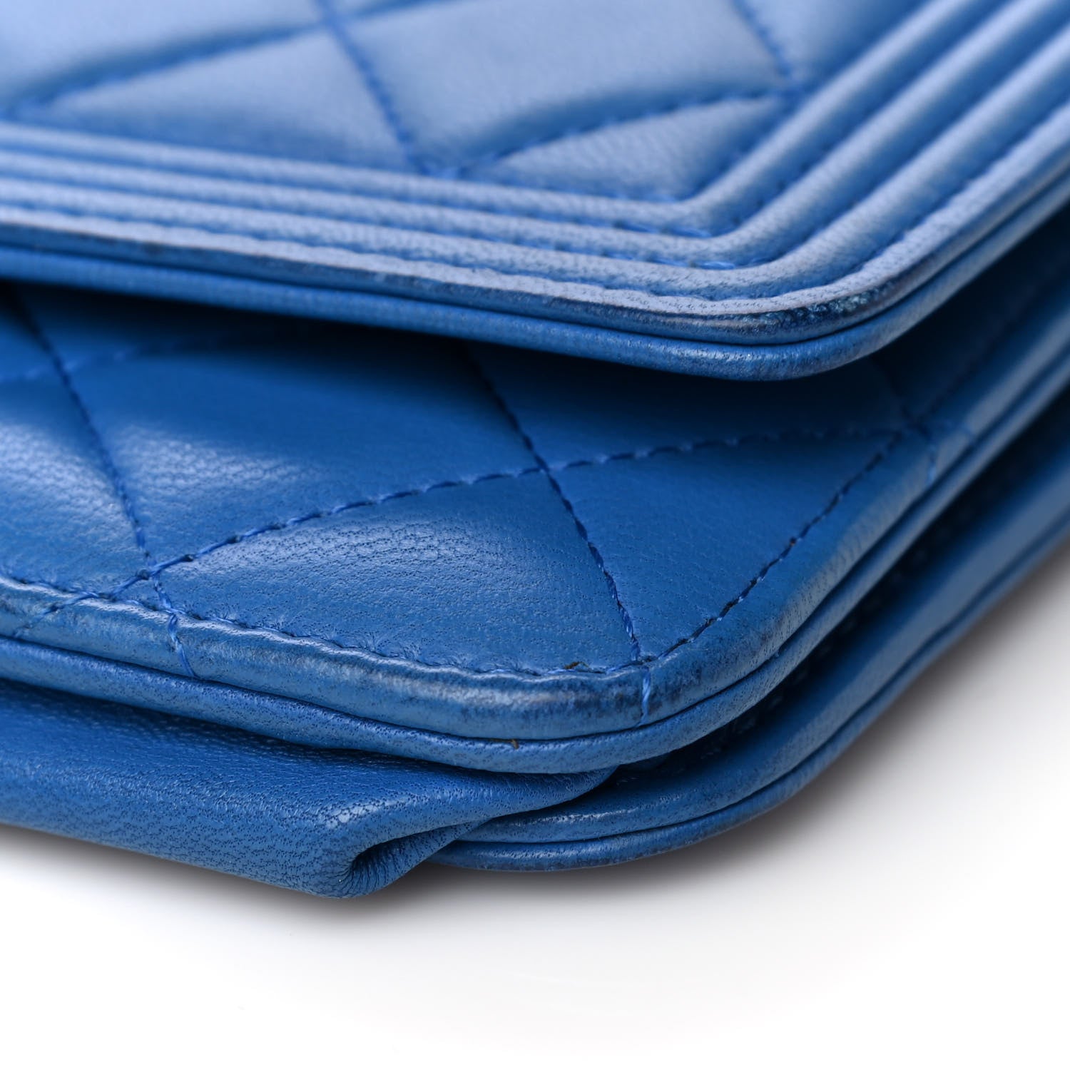 Chanel Lambskin Quilted Boy Wallet On Chain WOC Blue 13 of 13