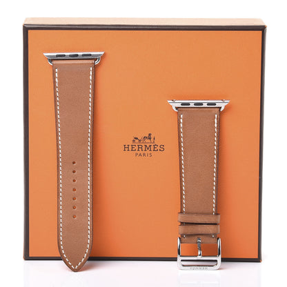 Hermes Barenia 42mm Apple Watch Single Tour Band Fauve 5 of 5