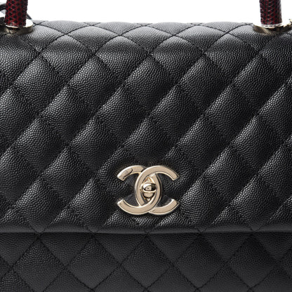 Chanel Caviar Lizard Embossed Quilted Small Coco Handle Flap Black 10 of 10