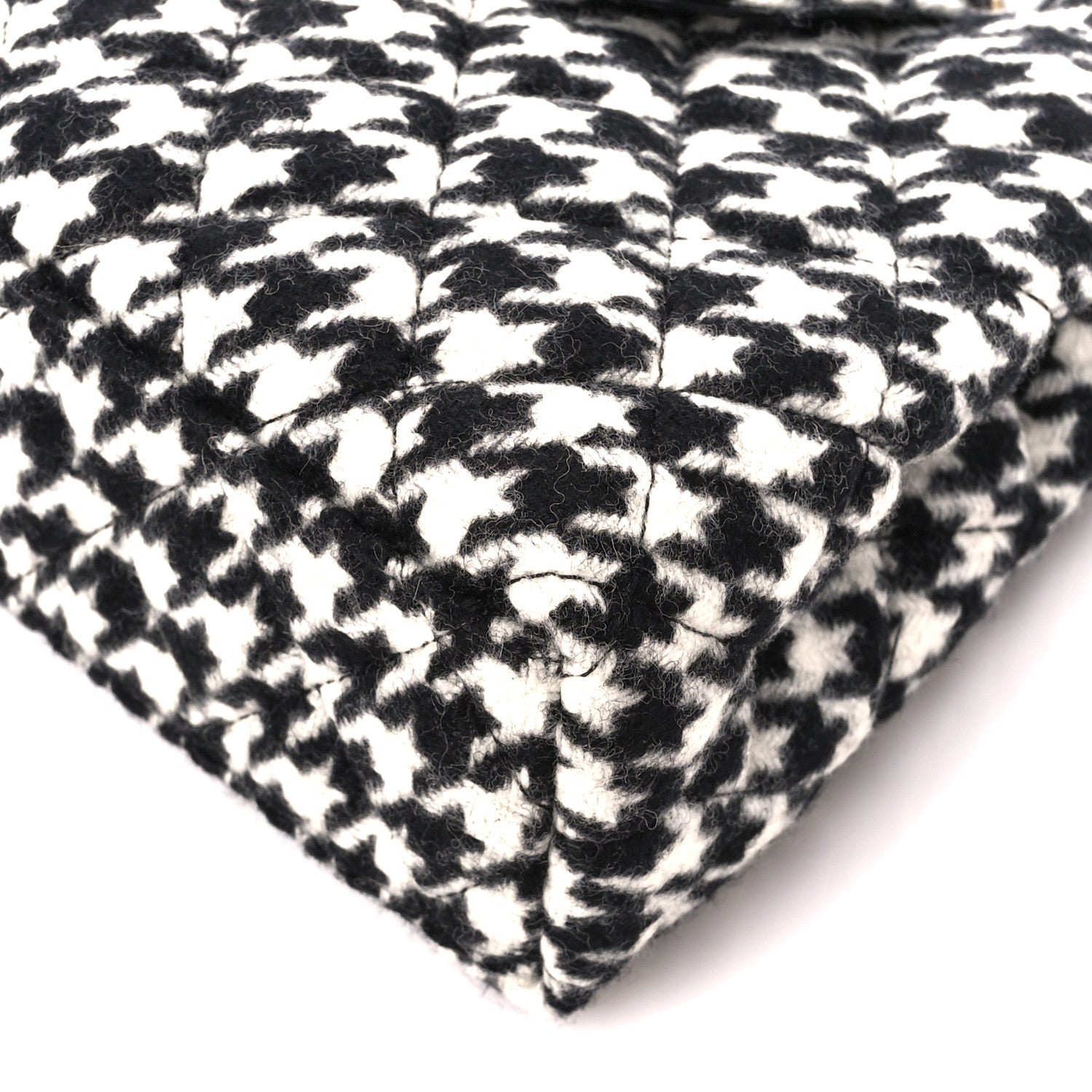 Chanel Tweed Houndstooth Quilted Nano Kelly Shopper Black White 10 of 11