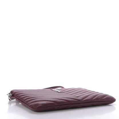 Saint Laurent Calfskin Matelasse Chevron Monogram A5 Wristlet Bordeaux 4 of 9