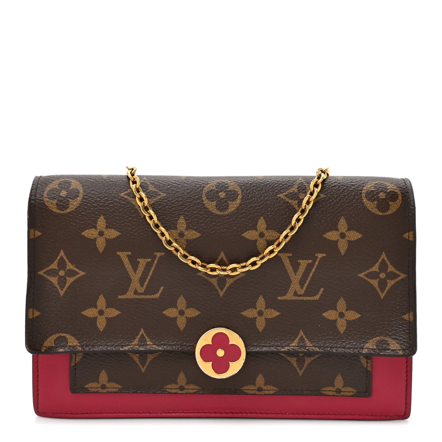Monogram Flore Chain Wallet Fuchsia