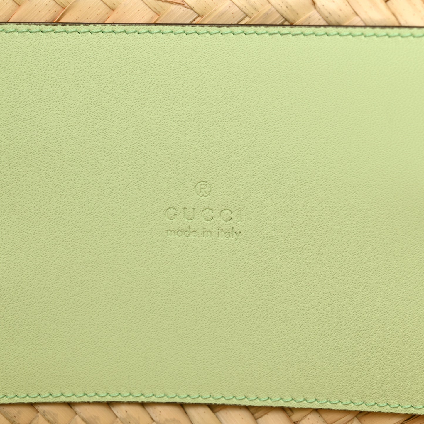 Straw Calfskin Plexiglass Small Logo Tote Pale Green