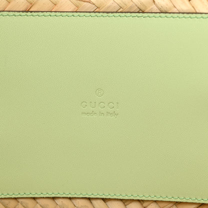 Gucci Straw Calfskin Plexiglass Small Logo Tote Pale Green 6 of 12