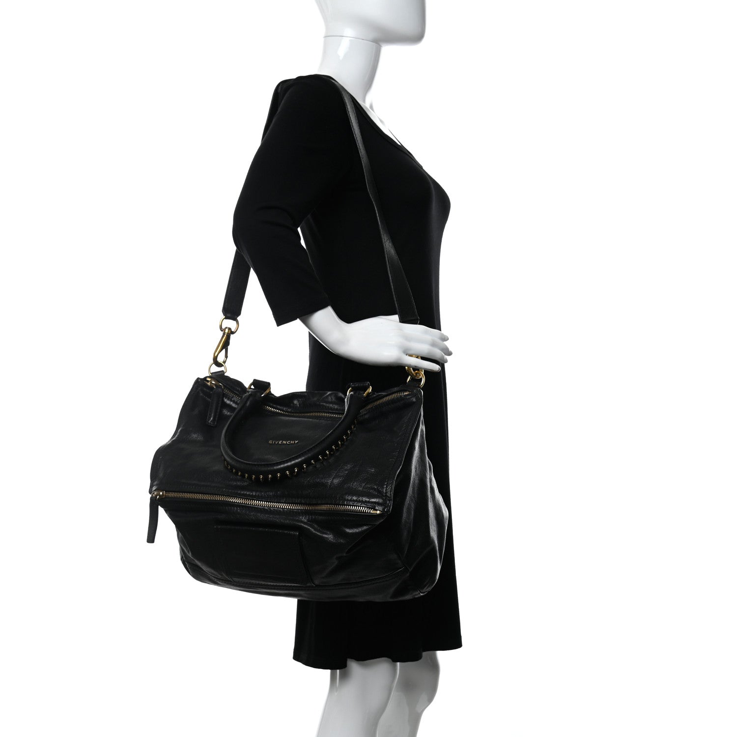 Givenchy Sugar Goatskin Large Metal Ring Pandora Black 2 of 12