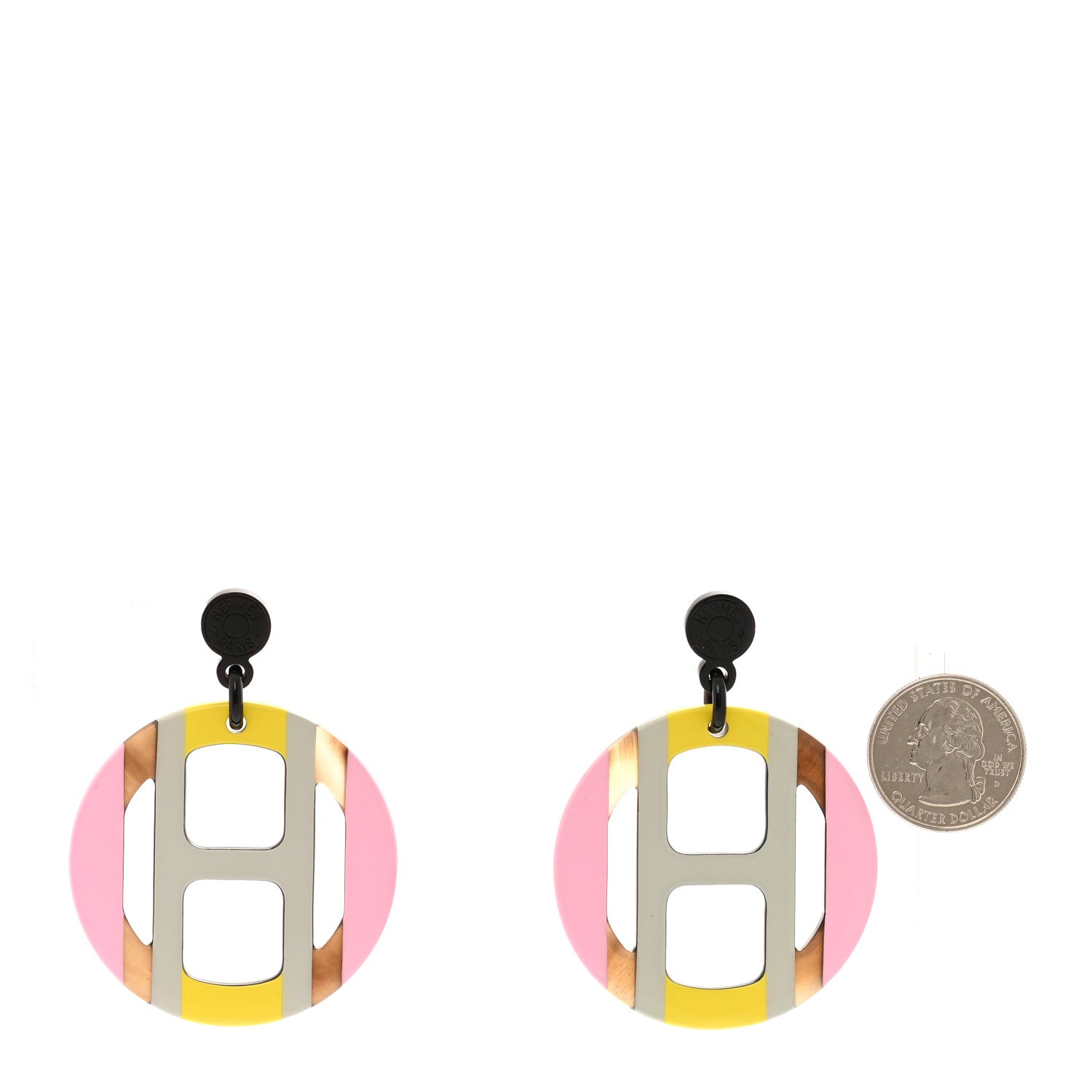 Hermes Lacquered Horn H Equipe Earrings 2 of 6