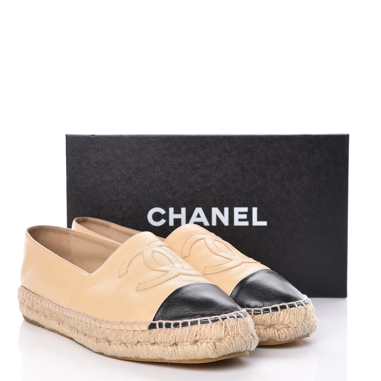 Chanel Lambskin CC Espadrilles 42 Beige Black 20 of 21