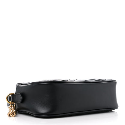 Gucci Calfskin Matelasse Small GG Marmont Chain Shoulder Bag Black 4 of 10