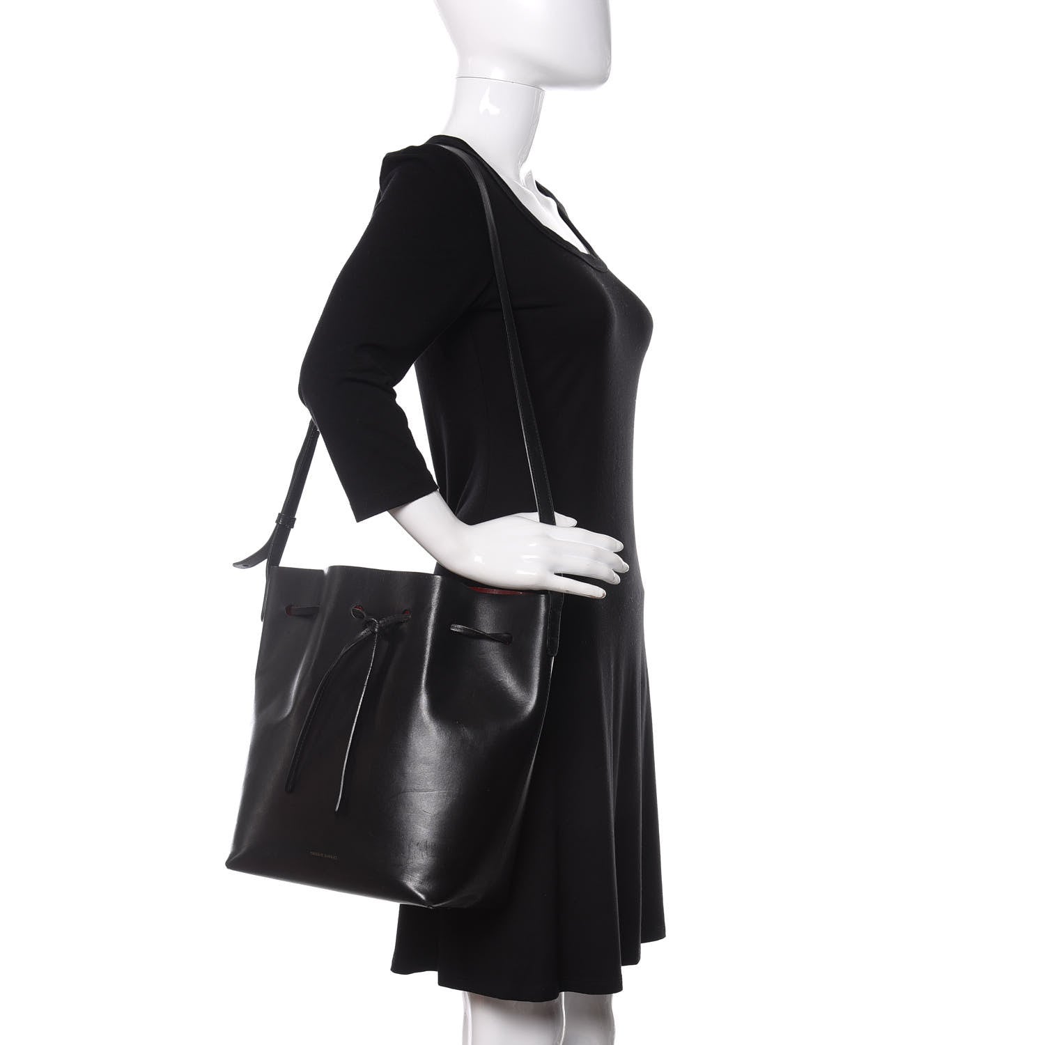 Mansur Gavriel Vegetable Tanned Calfskin Bucket Bag Black Flamma 2 of 16