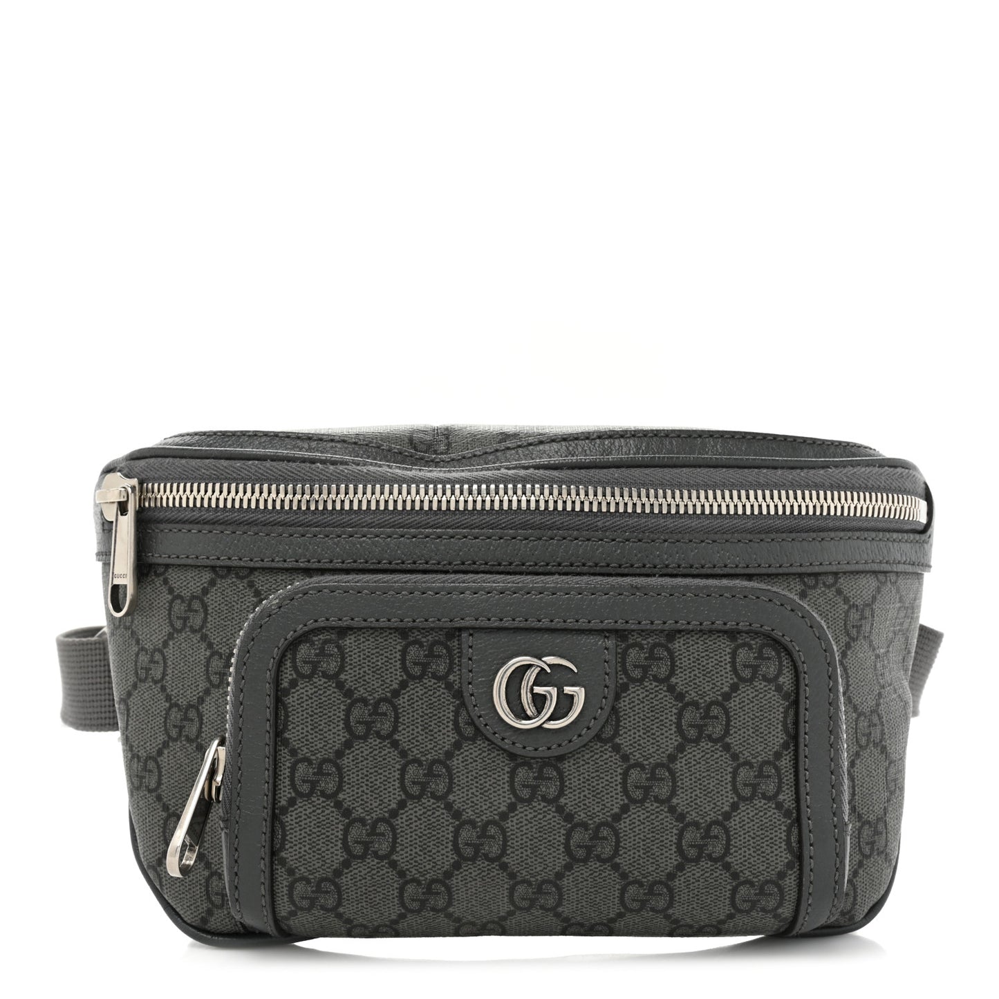 GG Supreme Monogram Textured Dollar Calfskin Ophidia Belt Bag Grey Black Graphite Grey
