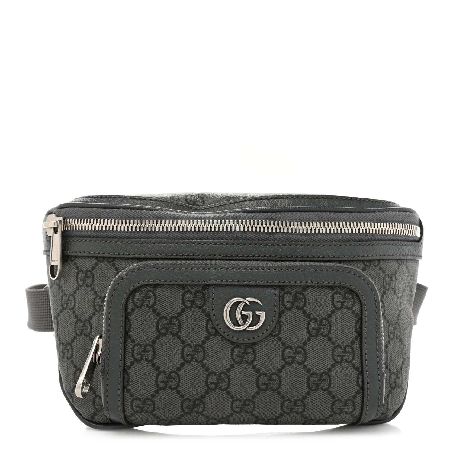 Gucci GG Supreme Monogram Textured Dollar Calfskin Ophidia Belt Bag Grey Black Graphite Grey 1 of 12