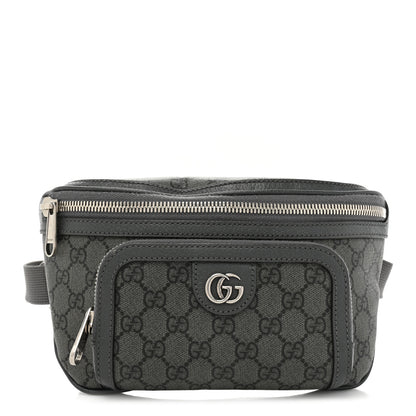 Gucci GG Supreme Monogram Textured Dollar Calfskin Ophidia Belt Bag Grey Black Graphite Grey 1 of 12