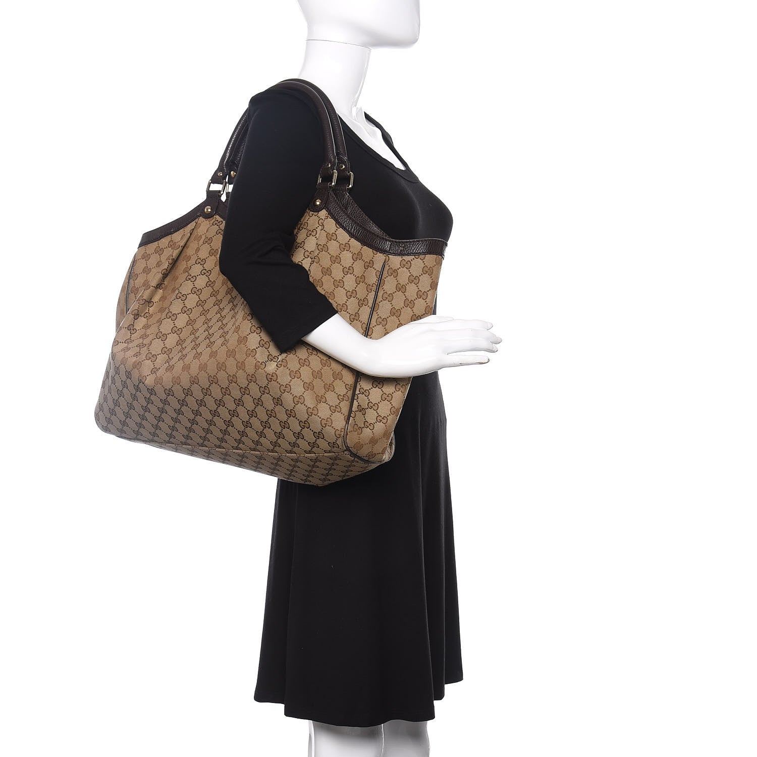 Gucci Monogram Dollar Calfskin Large Sukey Tote Beige Ebony Testa di Moro 2 of 11