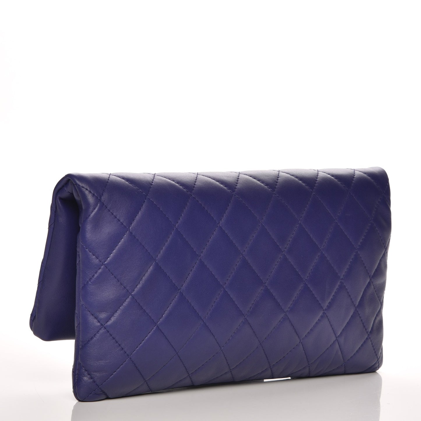 Lambskin Quilted CC Beauty Clutch Blue