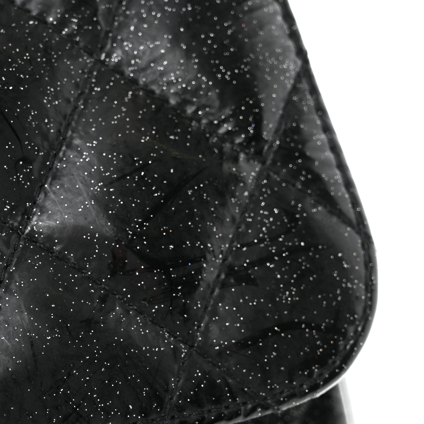 Patent Quilted Sparkle Glitter Jumbo Single Flap Black