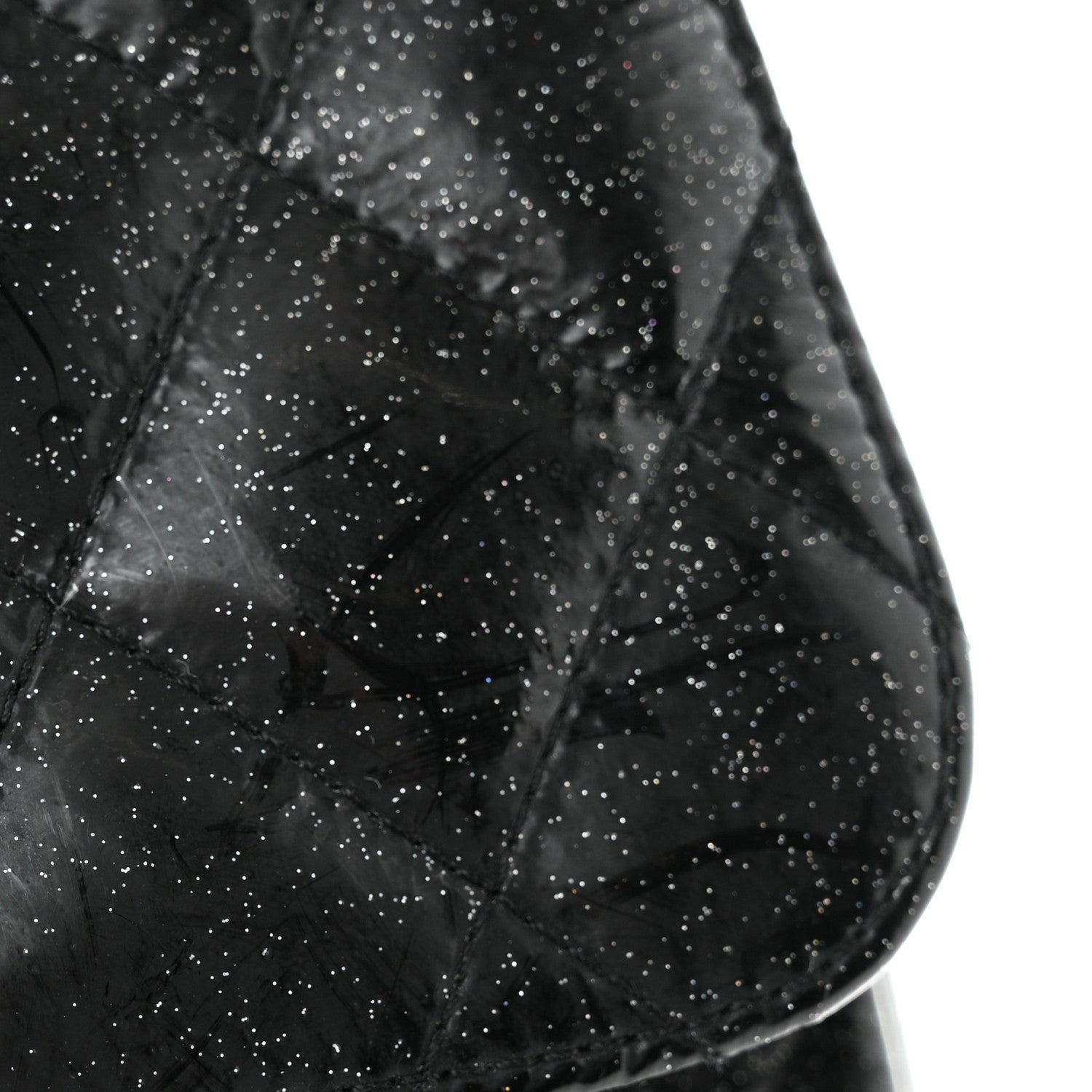 Chanel Patent Quilted Sparkle Glitter Jumbo Single Flap Black 11 of 13