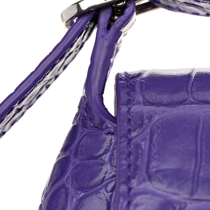 Balenciaga Shiny Super Supple Calfskin Crocodile Embossed Small XX Flap Stretch Bag Purple 11 of 13