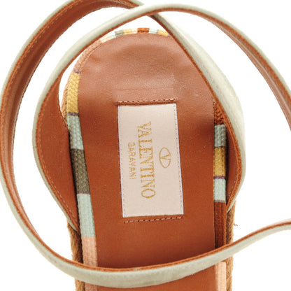 Valentino Garavani Suede Canvas Native Couture 1975 Espadrille Wedge Sandals 38.5 Green Tea Sorbet Multicolor 7 of 7