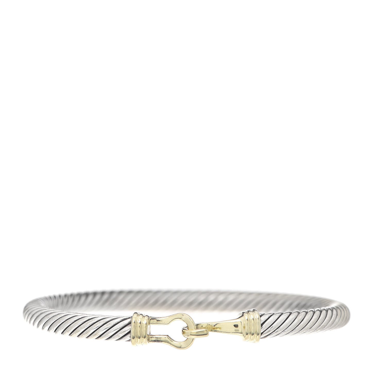 Sterling Silver 14K Yellow Gold 5mm Cable Classic Buckle Bracelet