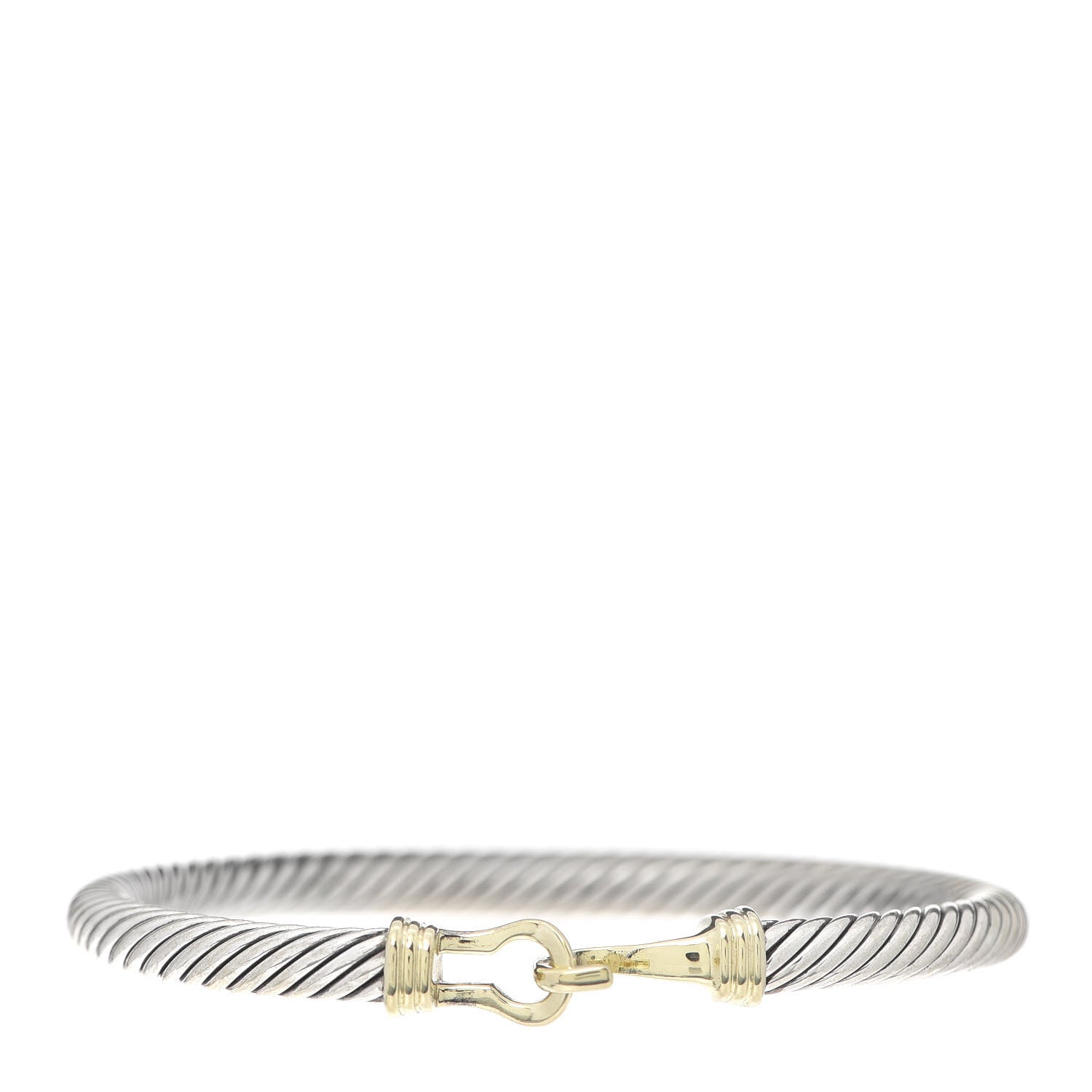 David Yurman Sterling Silver 14K Yellow Gold 5mm Cable Classic Buckle Bracelet 1 of 4