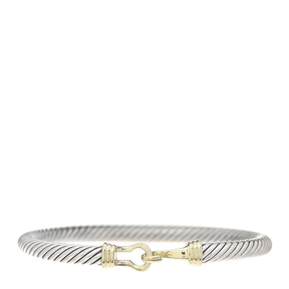 David Yurman Sterling Silver 14K Yellow Gold 5mm Cable Classic Buckle Bracelet 1 of 4