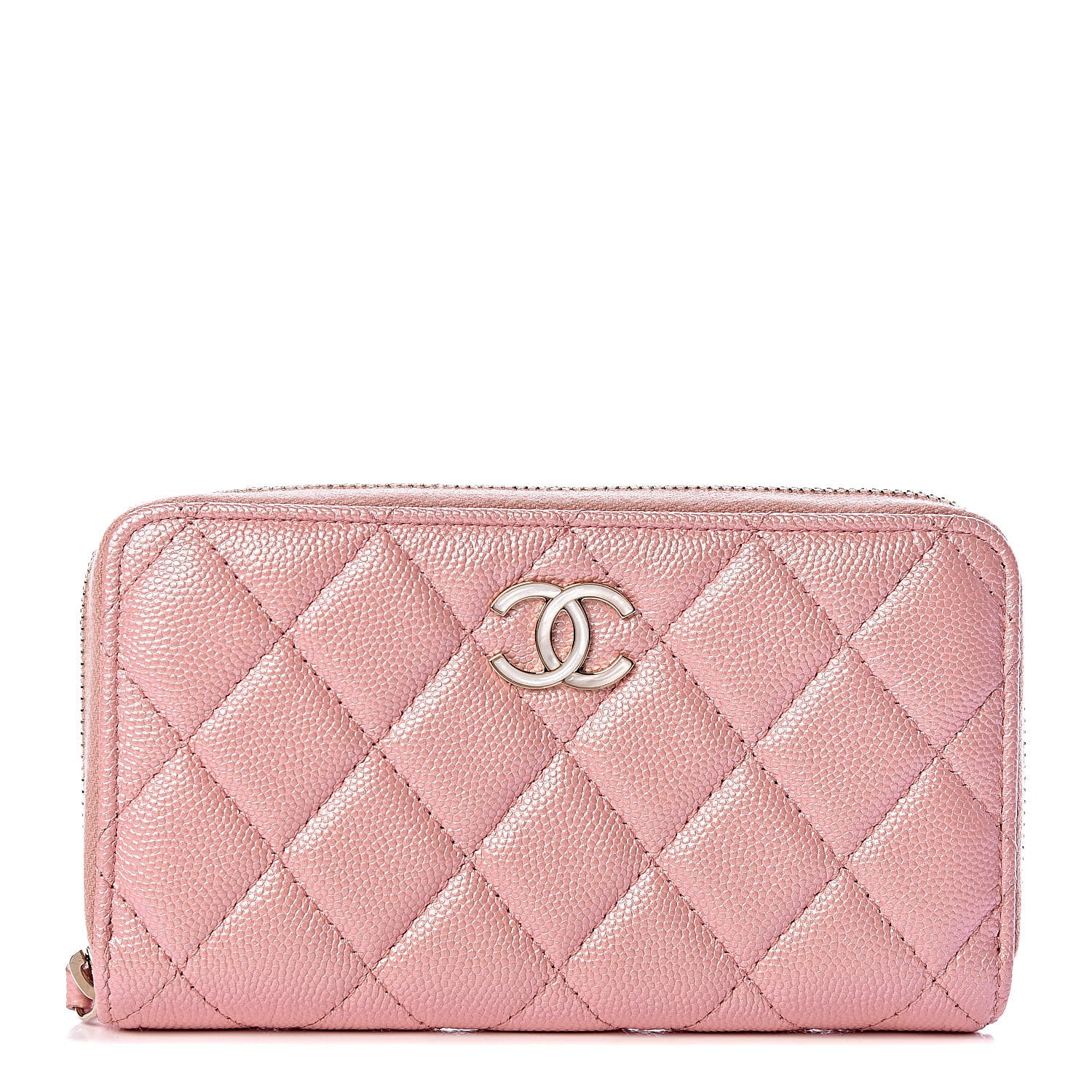Chanel Iridescent Caviar Quilted Medium Zip Around Wallet Pink 1 of 8