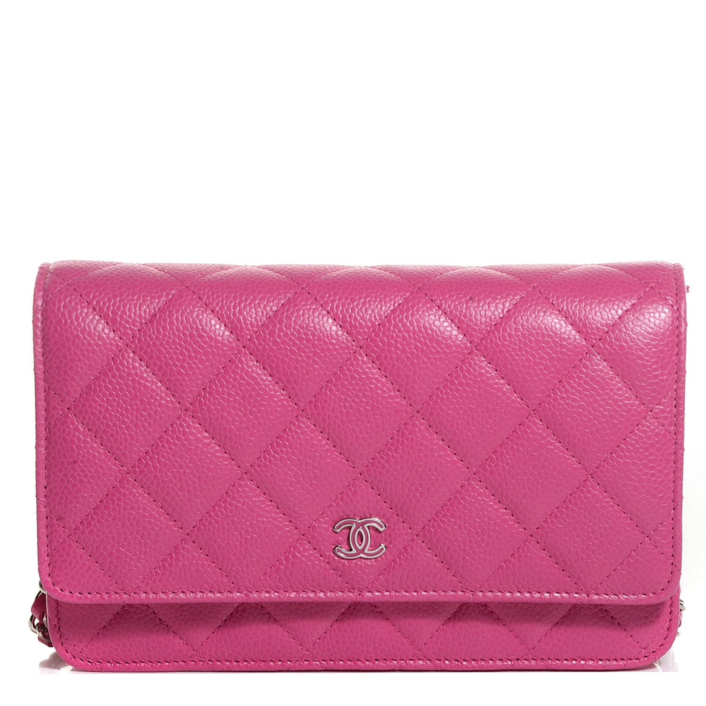 Caviar Quilted Wallet On Chain WOC Dark Pink