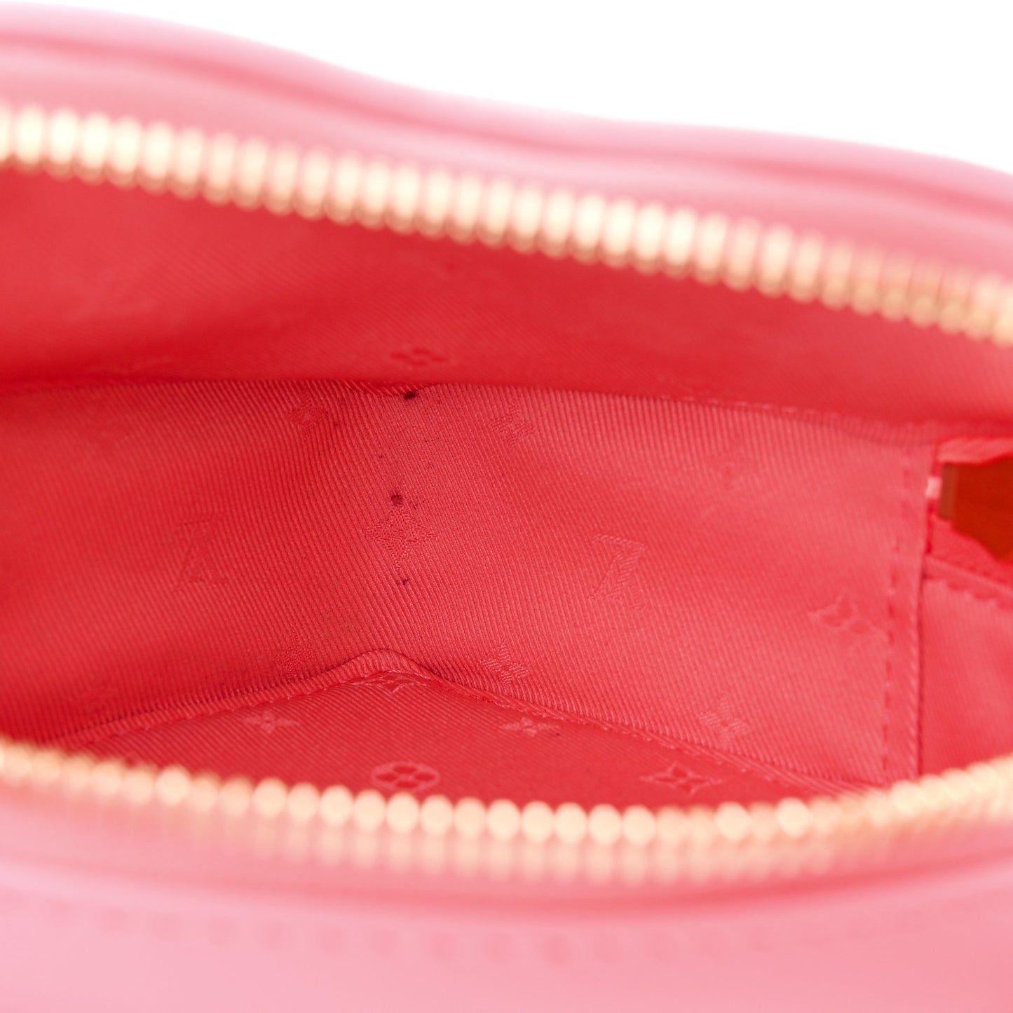 Calfskin Embroidered Monogram Pop My Heart Bag Pouch Dragon Fruit Pink