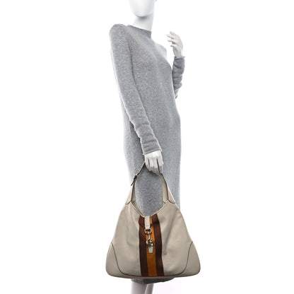 Gucci Calfskin Web Large Jackie O Bouvier Hobo White 2 of 13
