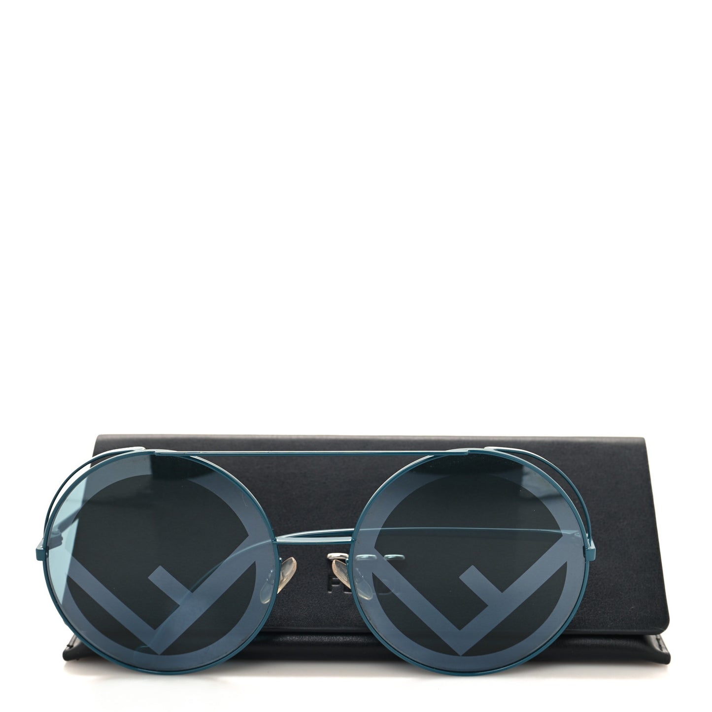 Metal F is Fendi Printed Run Away Round Frame Sunglasses FF 0285/S Blue