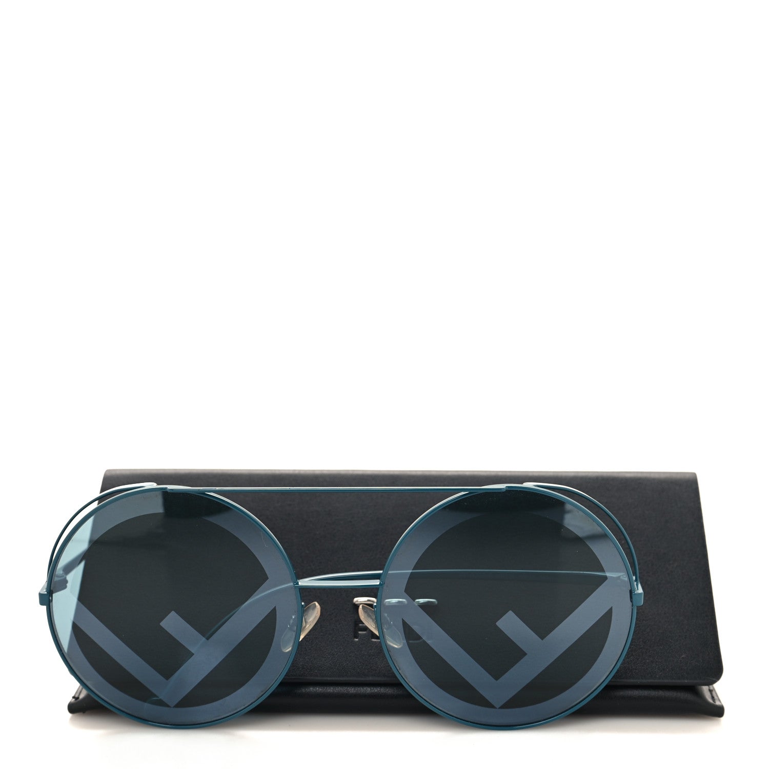 Fendi Metal F is Fendi Printed Run Away Round Frame Sunglasses FF 0285/S Blue 7 of 7