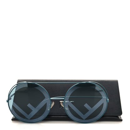 Fendi Metal F is Fendi Printed Run Away Round Frame Sunglasses FF 0285/S Blue 7 of 7