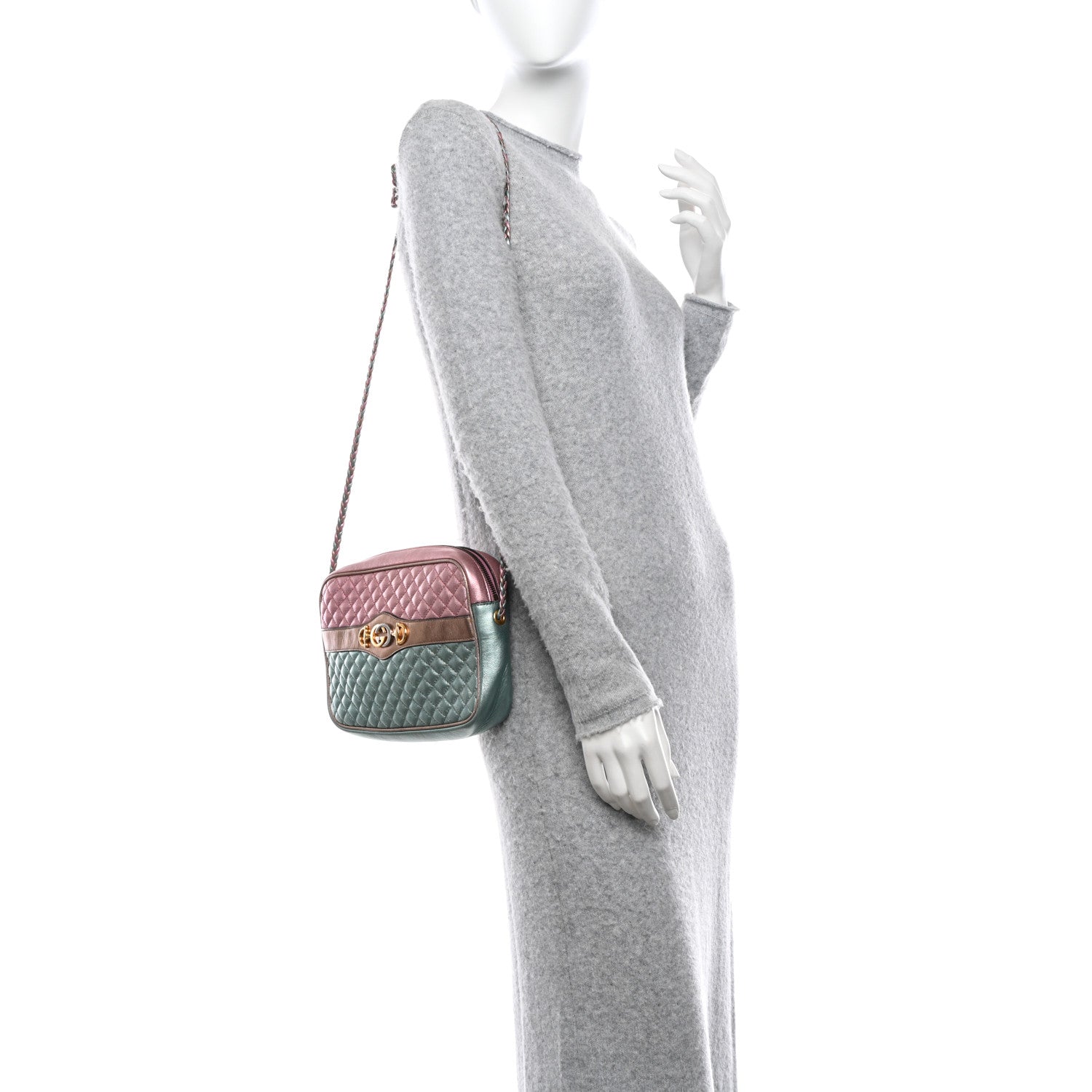 Gucci Laminated Nappa Trapuntata Small Zumi Shoulder Bag Rosa 2 of 10