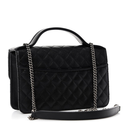 Chanel Goatskin Quilted Small CC University Top Handle Flap Black 3 of 11