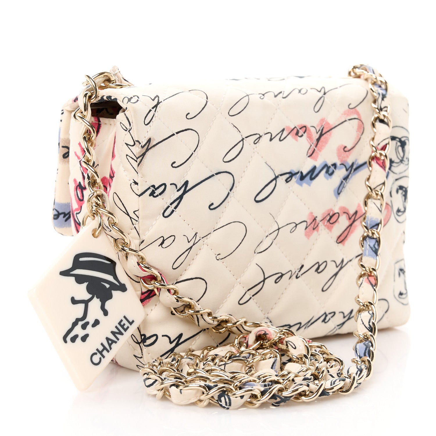 Chanel Nylon Quilted Rue Cambon Camellia Printed Mini Flap White Multicolor 3 of 12