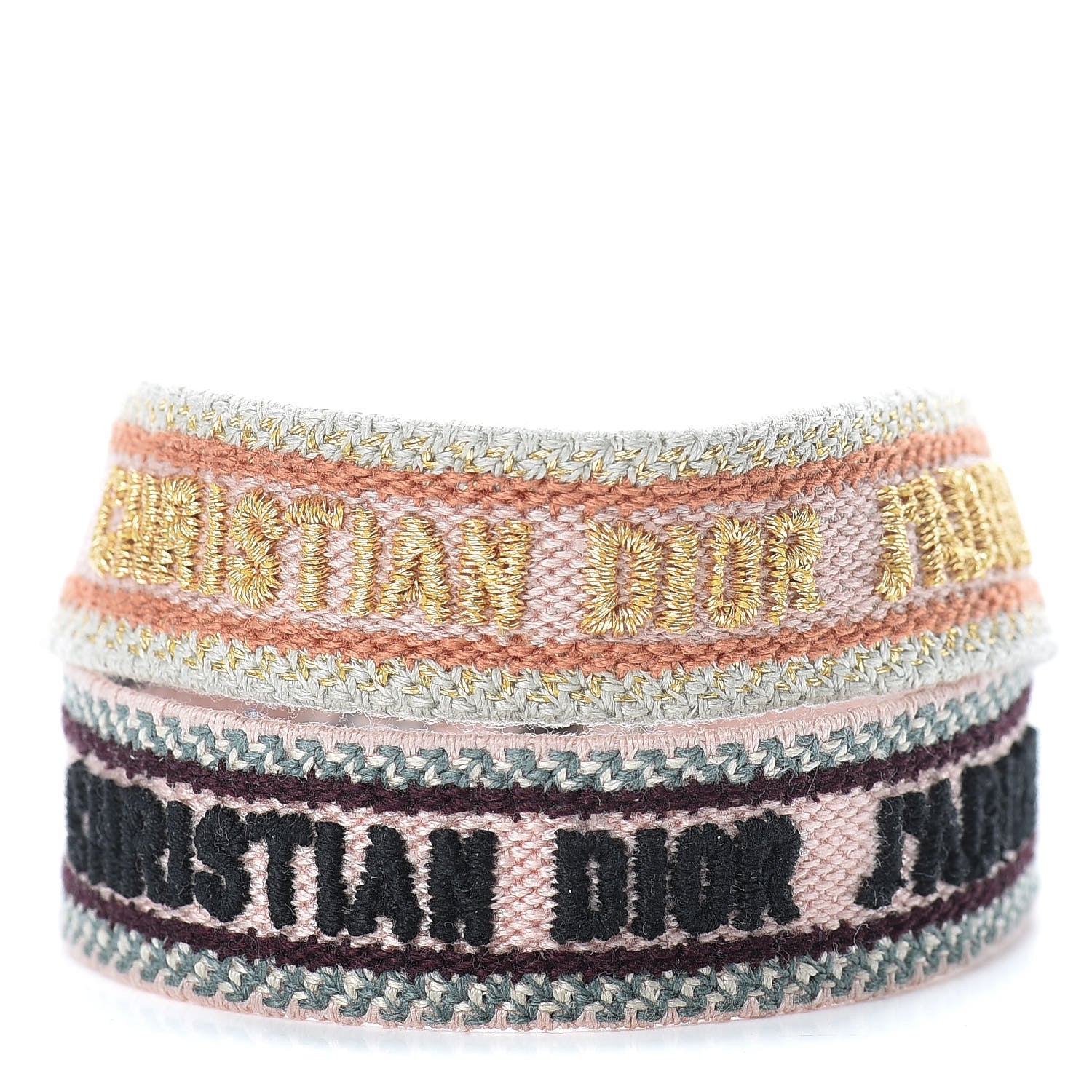 Christian Dior Woven Cotton J'Adior Friendship Bracelet Set Gold Pink 1 of 5