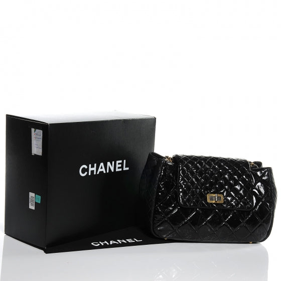 Chanel Glazed Crinkled Large East West Flap Black 5 of 8