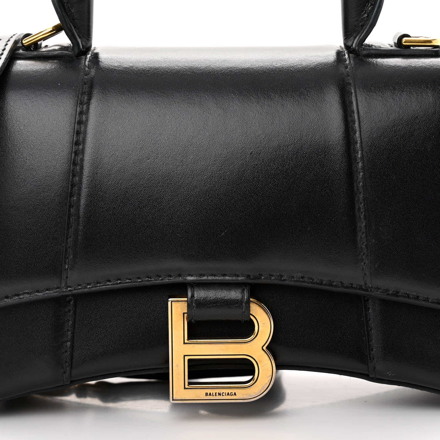 Balenciaga Shiny Box Calfskin Hourglass Top Handle Bag XS Black 7 of 13