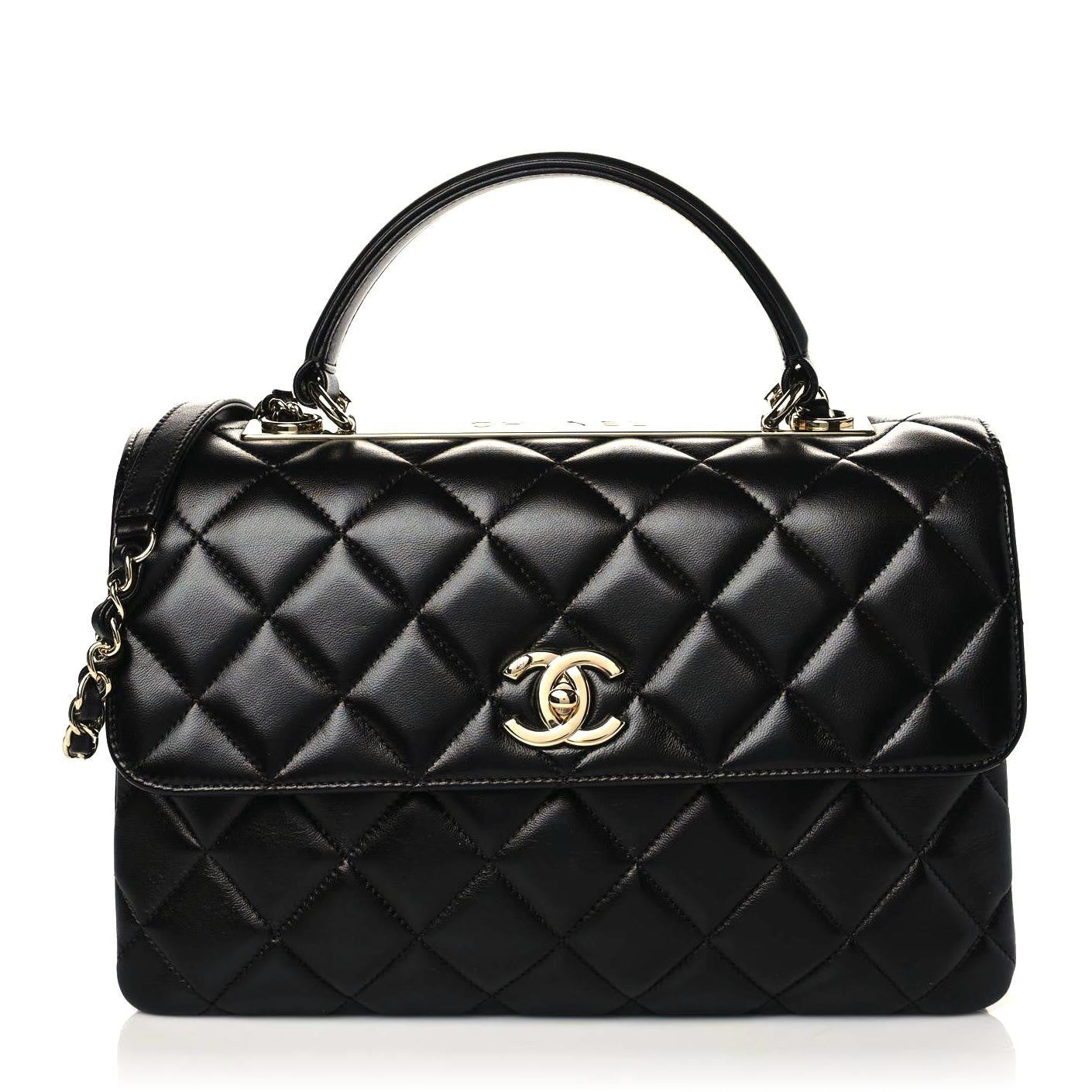 Chanel Lambskin Quilted Medium Trendy CC Flap Dual Handle Bag Black 1 of 9