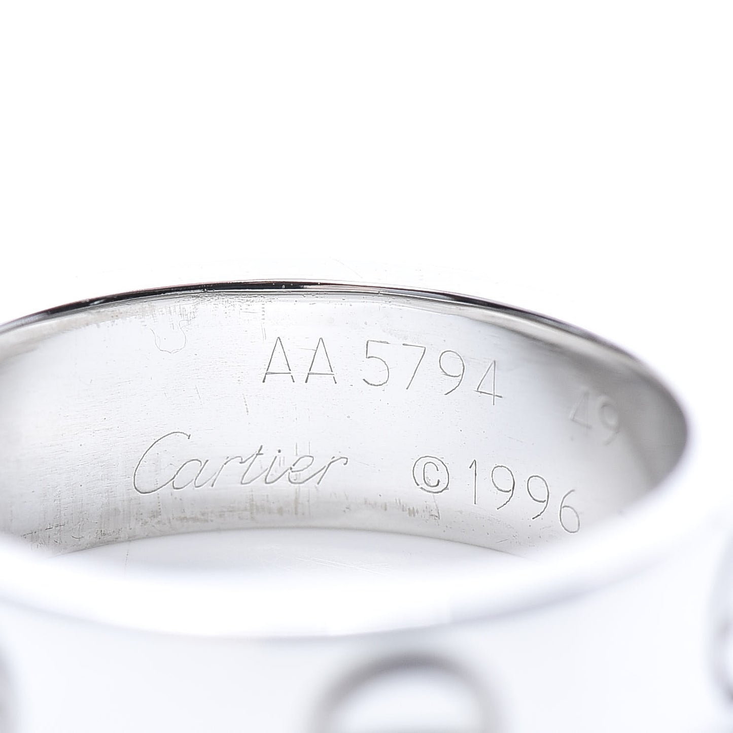 18K White Gold 5.5mm LOVE Ring 49 4.75