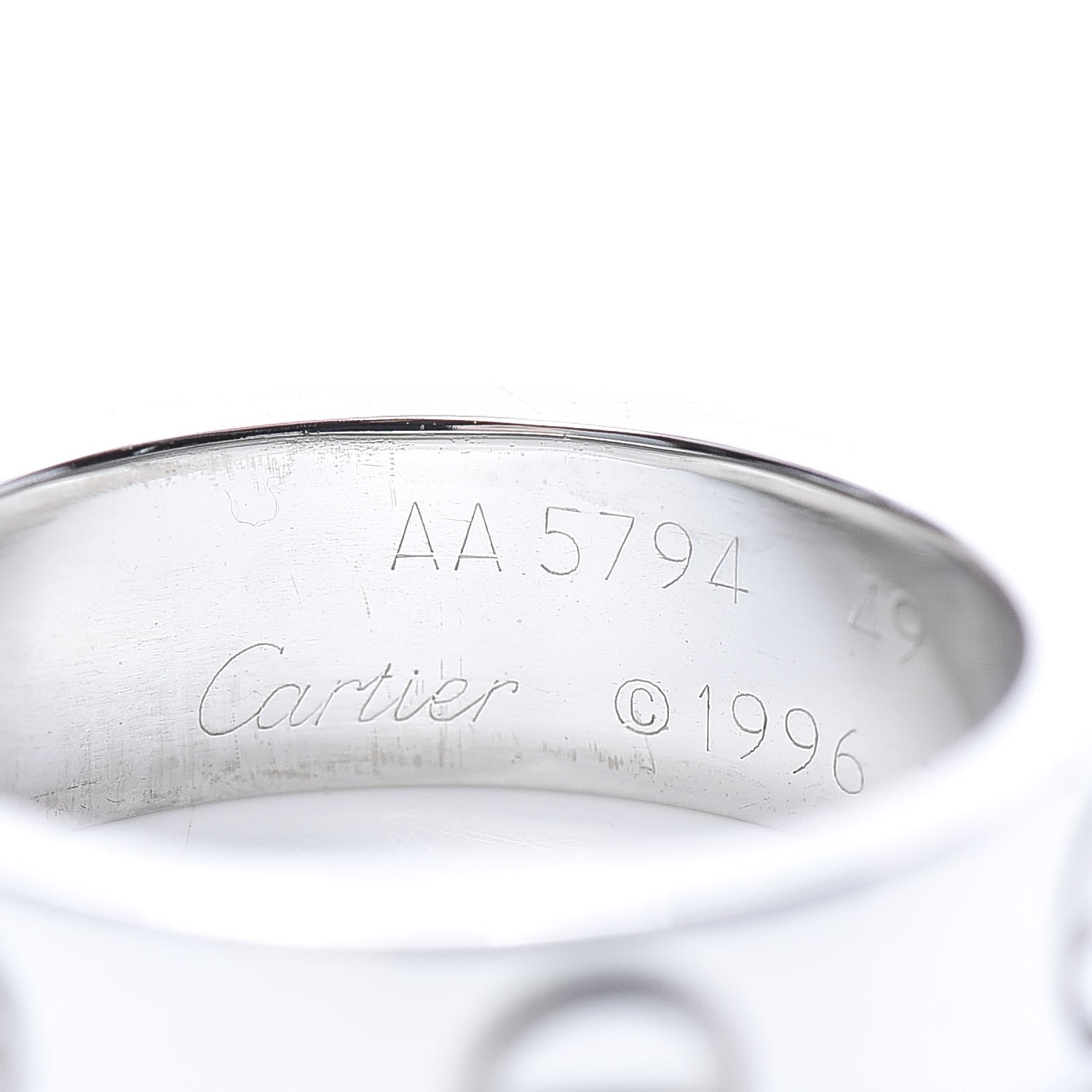 Cartier 18K White Gold 5.5mm LOVE Ring 49 4.75 4 of 5