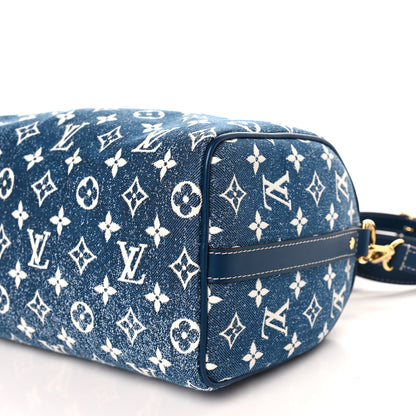 Louis Vuitton Monogram Jacquard Denim Speedy Bandouliere 25 Bleu 8 of 9